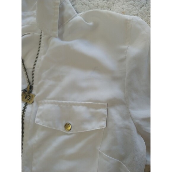 Michael Kors Zip Up Collard White Blouse - Picture 11 of 13